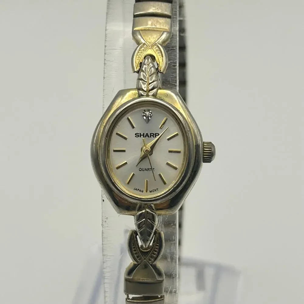 Sharp Diamond Women’s Quartz Watch Expansion Band Working New Battery